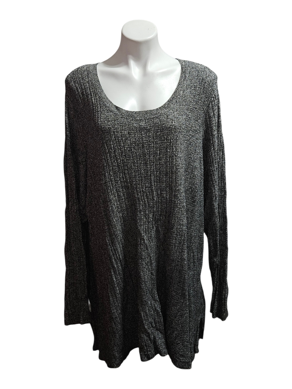 Catherines Charcoal Ribbed Knit Tunic Top